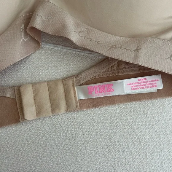 PINK Victoria's Secret Nude Bra with Love Pink Band EUC 36C - Picture 3 of 5
